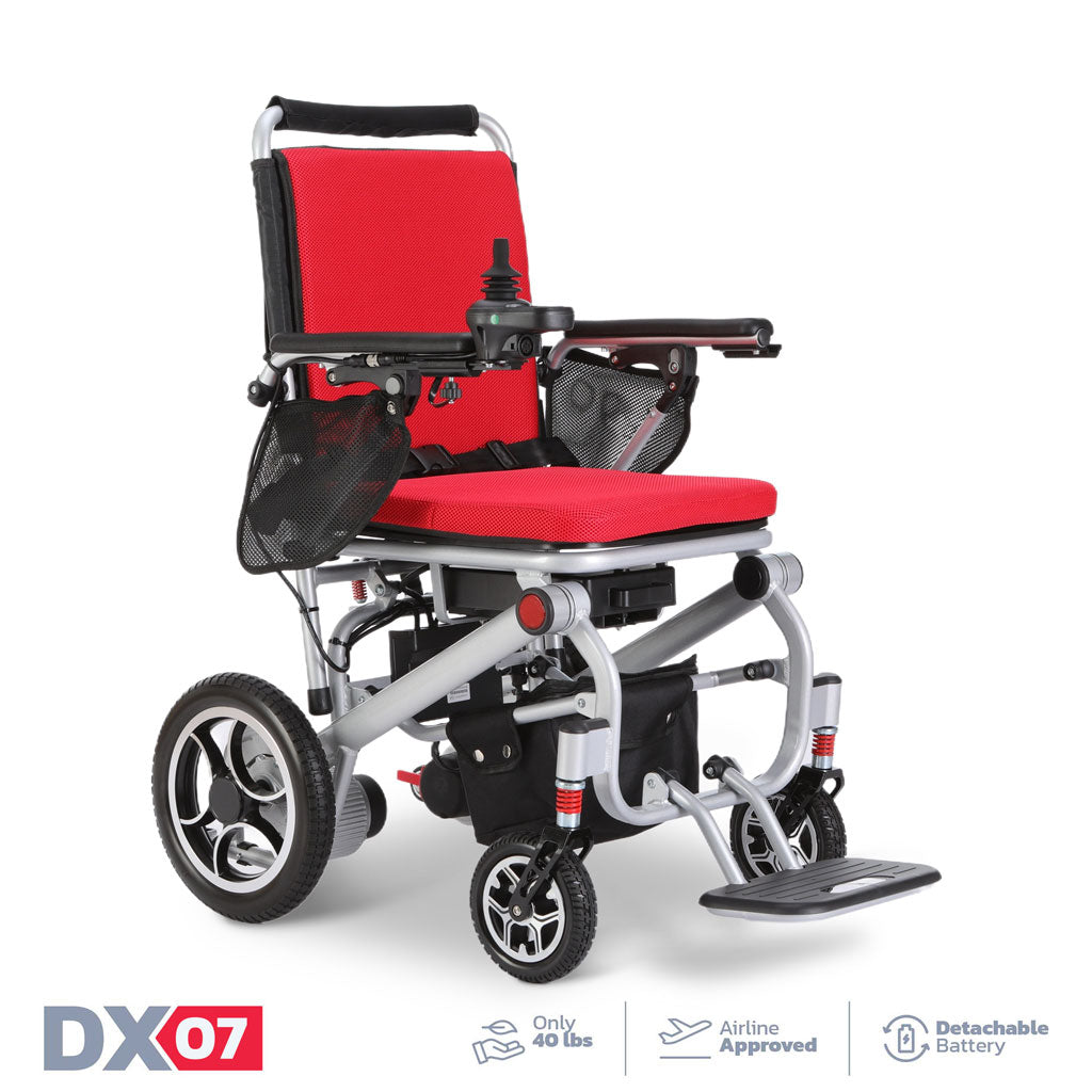 Rubicon DX07 - Ultra Lightweight, Foldable Electric Power Wheelchair with Bluetooth & 10-Mile Range | 40 lbs, Compact, Portable & Travel-Friendly