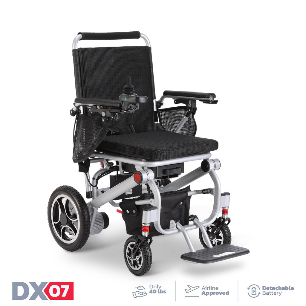 Rubicon DX07 - Ultra Lightweight, Foldable Electric Power Wheelchair with Bluetooth & 10-Mile Range | 40 lbs, Compact, Portable & Travel-Friendly