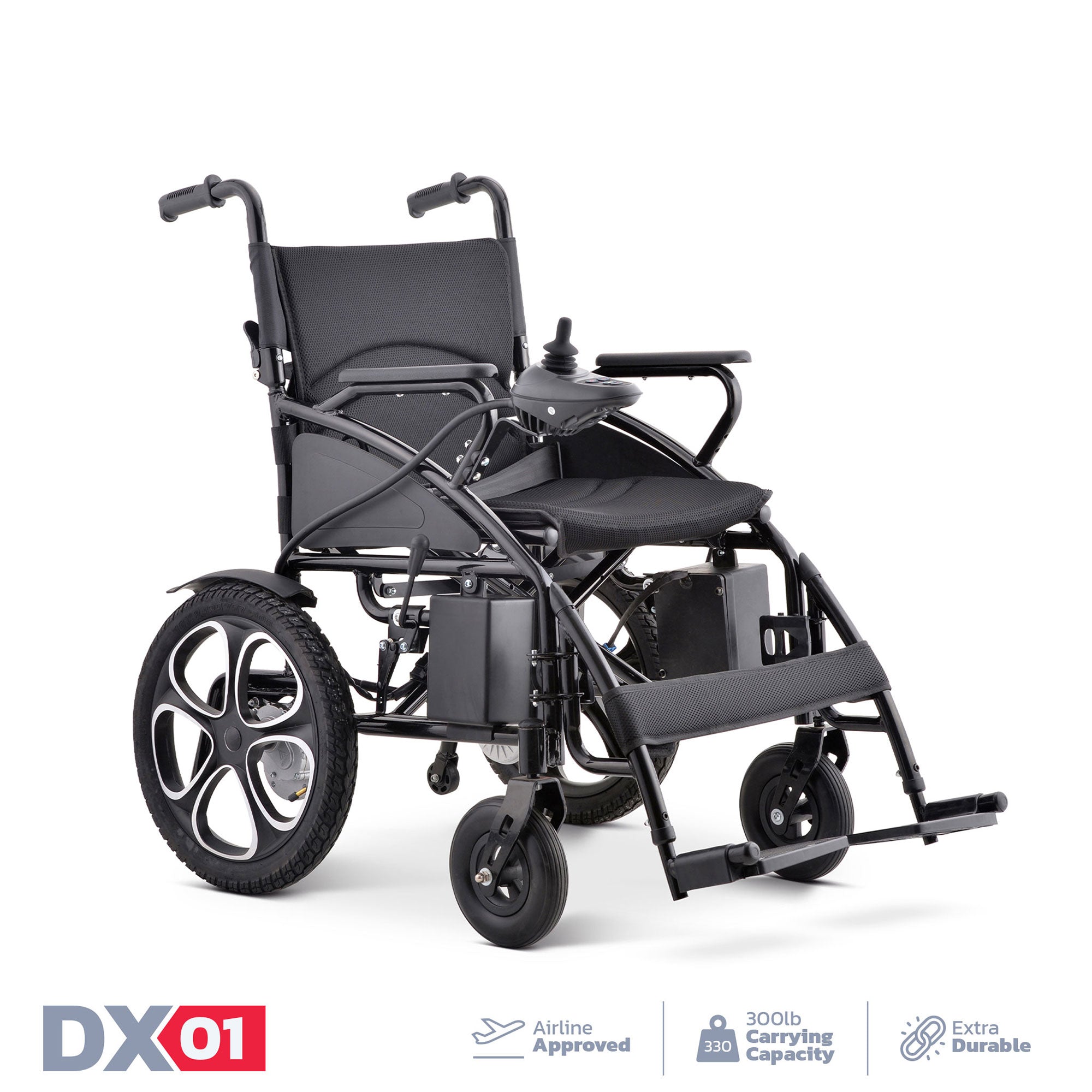 Rubicon DX01 - Affordable All-Terrain Powerful Motorized Electric Wheelchair with 13-Mile Range | Foldable, Lightweight, Portable & Low-Priced