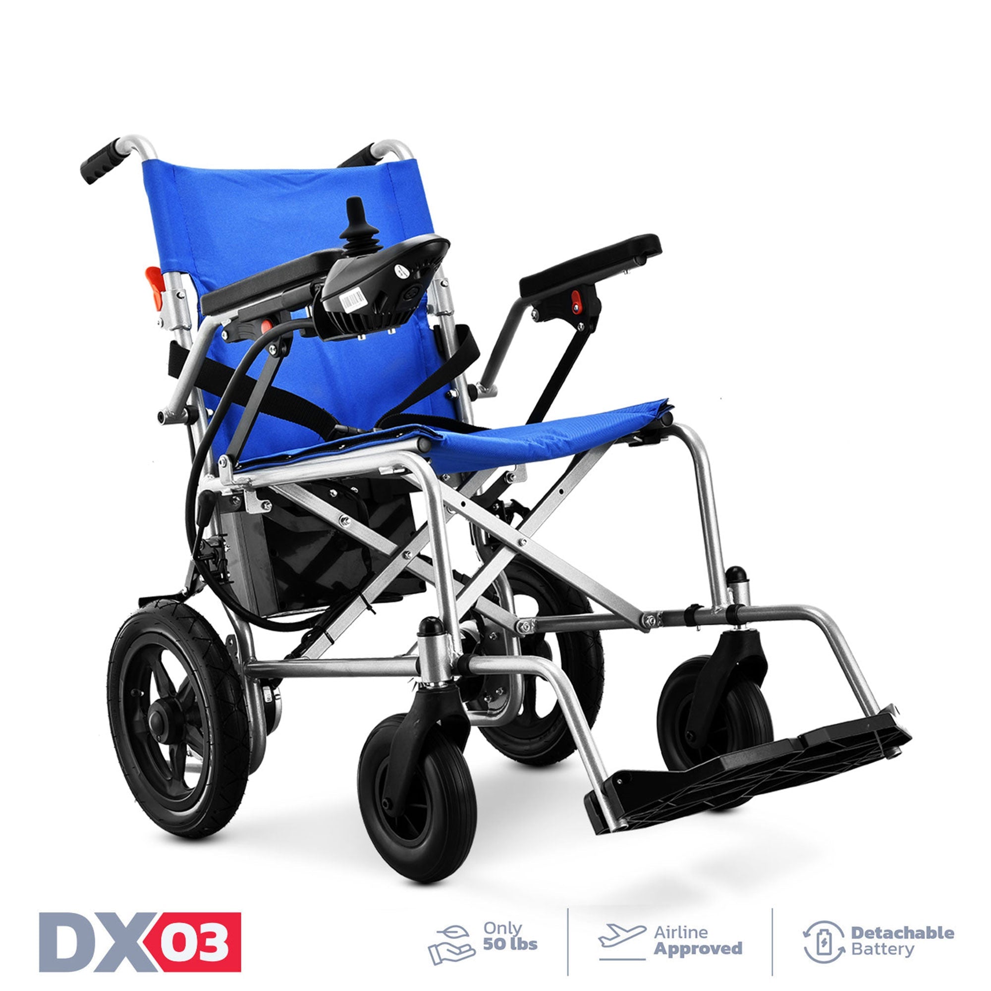 Rubicon DX03 - Affordable, Foldable & Powerful Electric Wheelchair with Dual Motors & 12-Mile Range | Lightweight, Airline-Approved for Travel