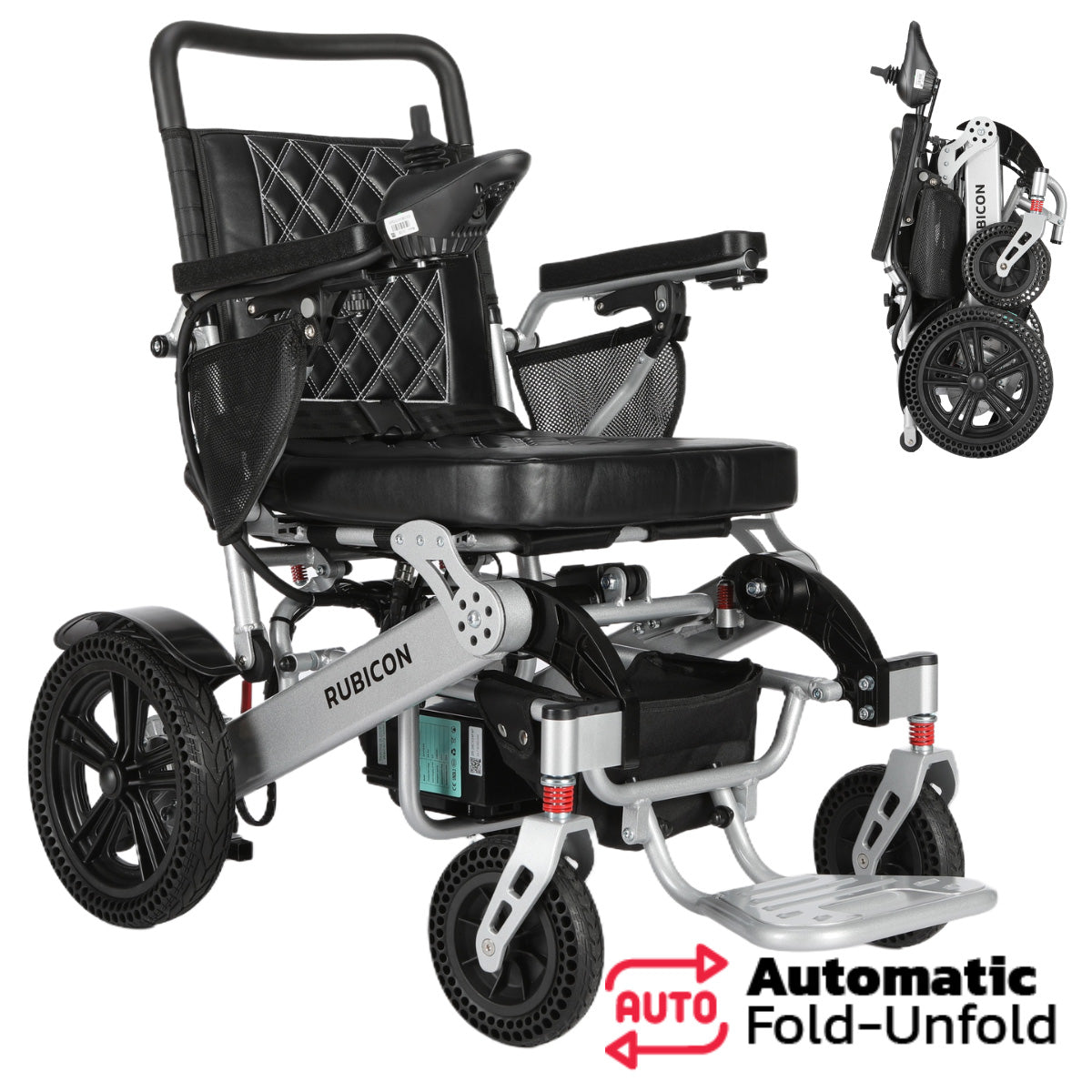 Rubicon DX17 - Automatic Fold-Unfold Electric Power Wheelchair: Lightweight, Auto Collapsible & All-Terrain | Dual 300W Motors, 20-Mile Range