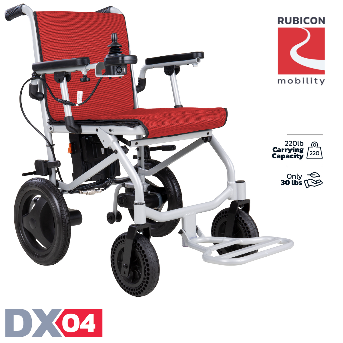 Rubicon DX04 - World's Lightest Electric Power Wheelchair: Foldable, Compact & Lightweight Motorized Wheelchair for Easy Travel & Mobility