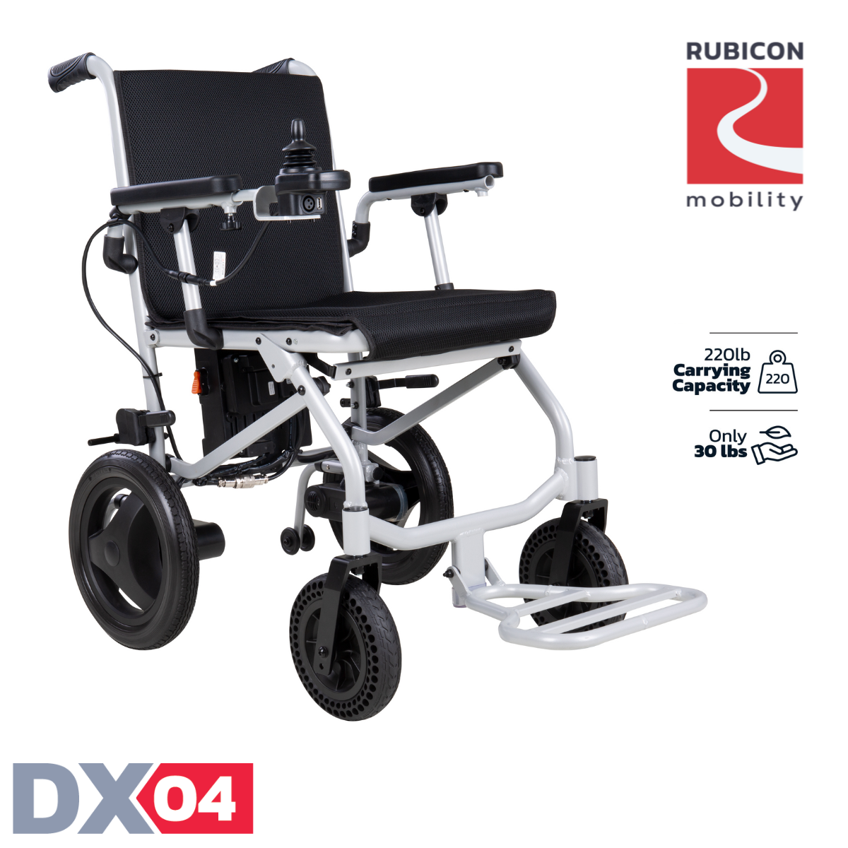 Rubicon DX04 - World's Lightest Electric Power Wheelchair: Foldable, Compact & Lightweight Motorized Wheelchair for Easy Travel & Mobility