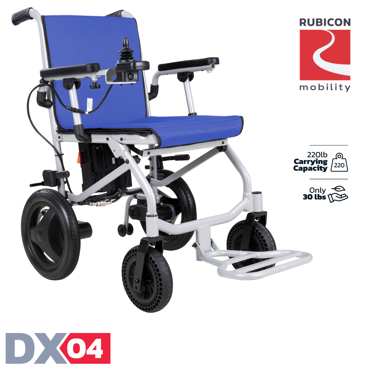 Rubicon DX04 - World's Lightest Electric Power Wheelchair: Foldable, Compact & Lightweight Motorized Wheelchair for Easy Travel & Mobility