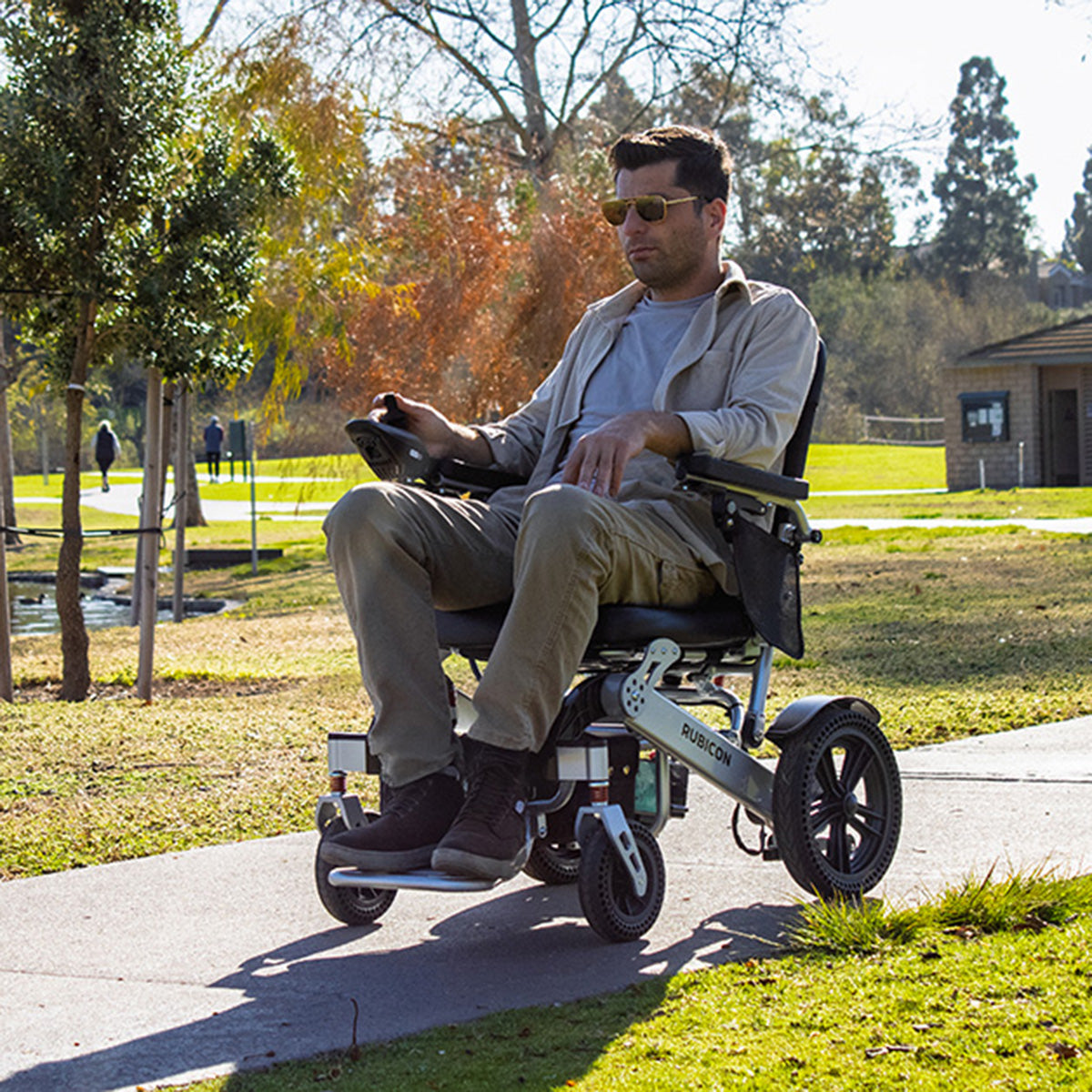 Rubicon DX17 - Automatic Fold-Unfold Electric Power Wheelchair: Lightweight, Auto Collapsible & All-Terrain | Dual 300W Motors, 25-Mile Range