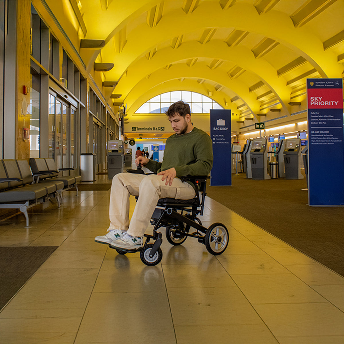 SONIX DX05 Lightest Folding Electric Wheelchair , 30 lbs Without Battery, Flip-Up Armrests, Up to 12-Mile Range, 220 lb Capacity