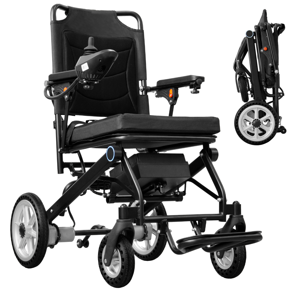 SONIX DX05 Lightest Folding Electric Wheelchair , 30 lbs Without Battery, Flip-Up Armrests, Up to 12-Mile Range, 220 lb Capacity