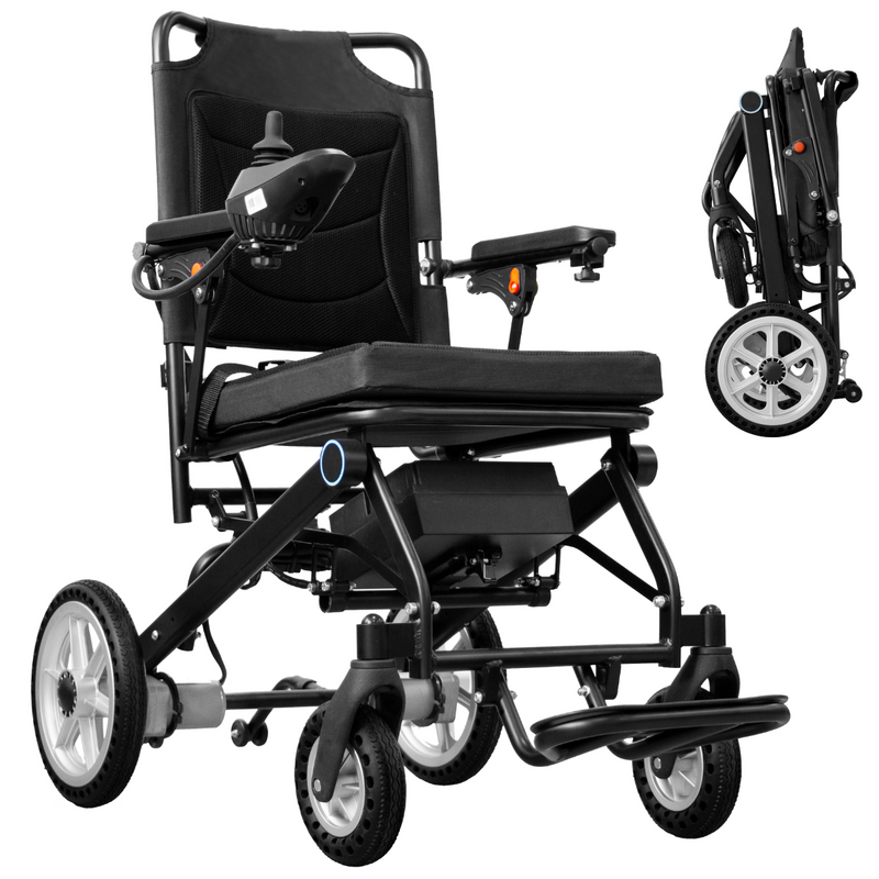 SONIX DX05 Lightest Folding Electric Wheelchair , 30 lbs Without Battery, Flip-Up Armrests, Up to 12-Mile Range, 220 lb Capacity