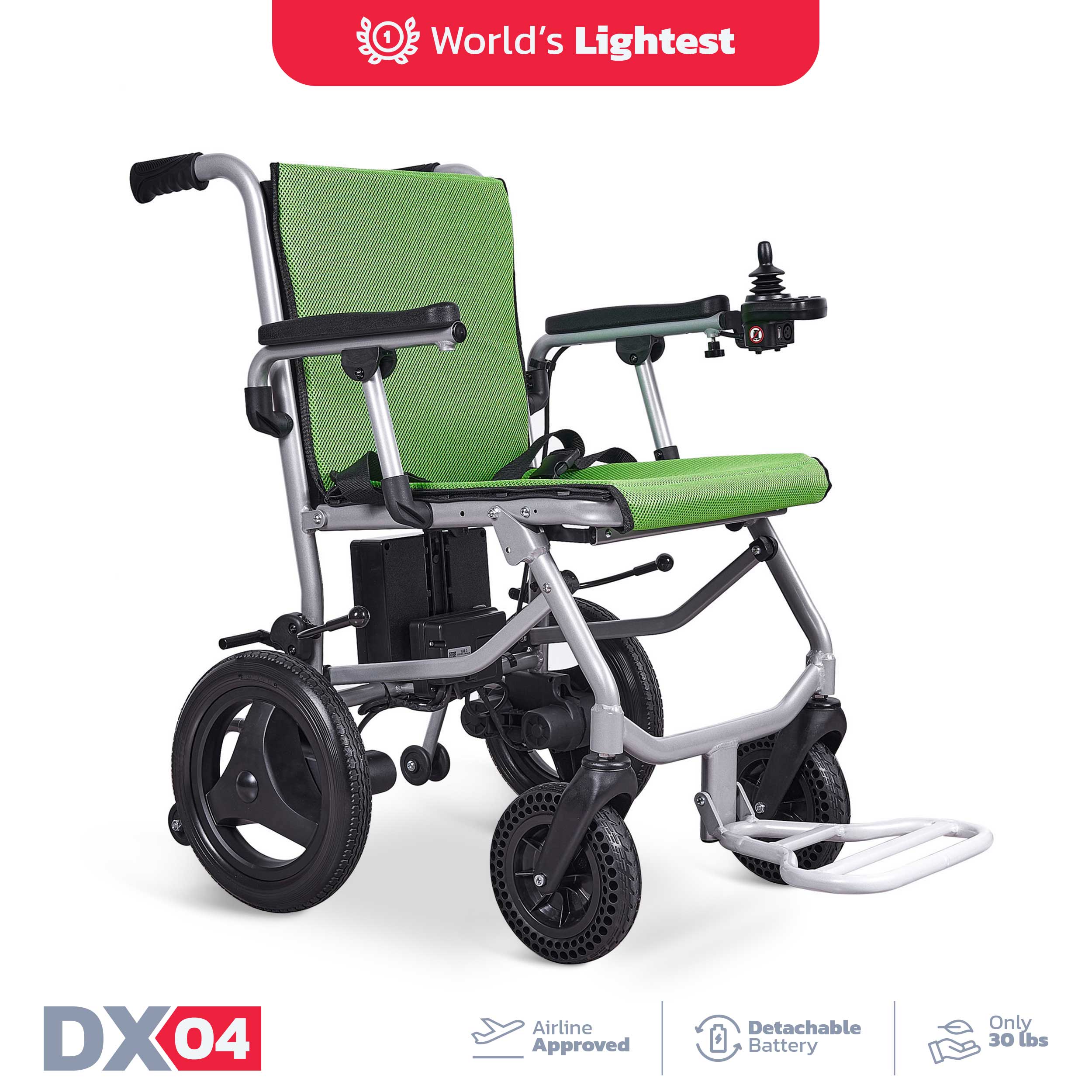 Rubicon DX04 - World's Lightest Electric Power Wheelchair: Foldable, Compact & Lightweight Motorized Wheelchair for Easy Travel & Mobility