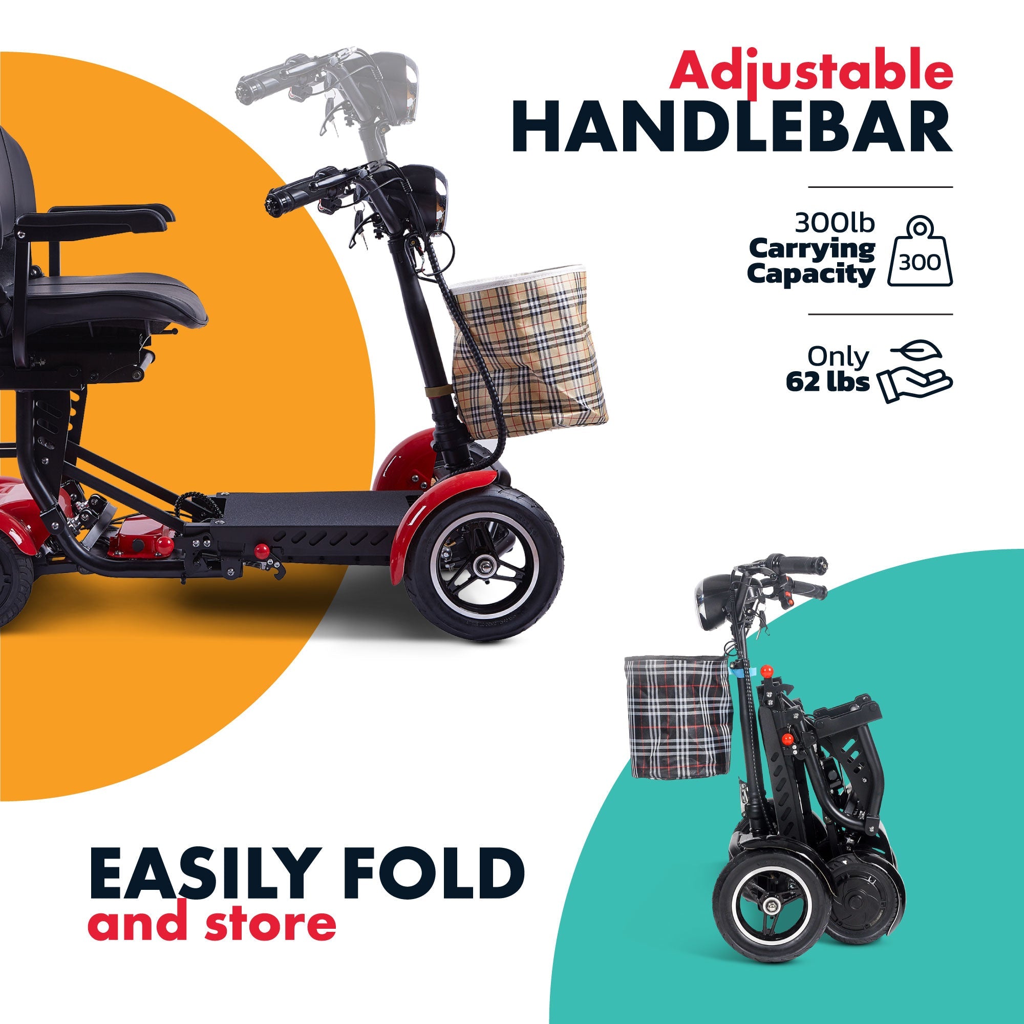 Rubicon FX03 - All Terrain, 4-Wheel, Foldable Mobility Scooter for Seniors | 3-Speed, 25-Mile Range | Portable & Lightweight Disability Scooter