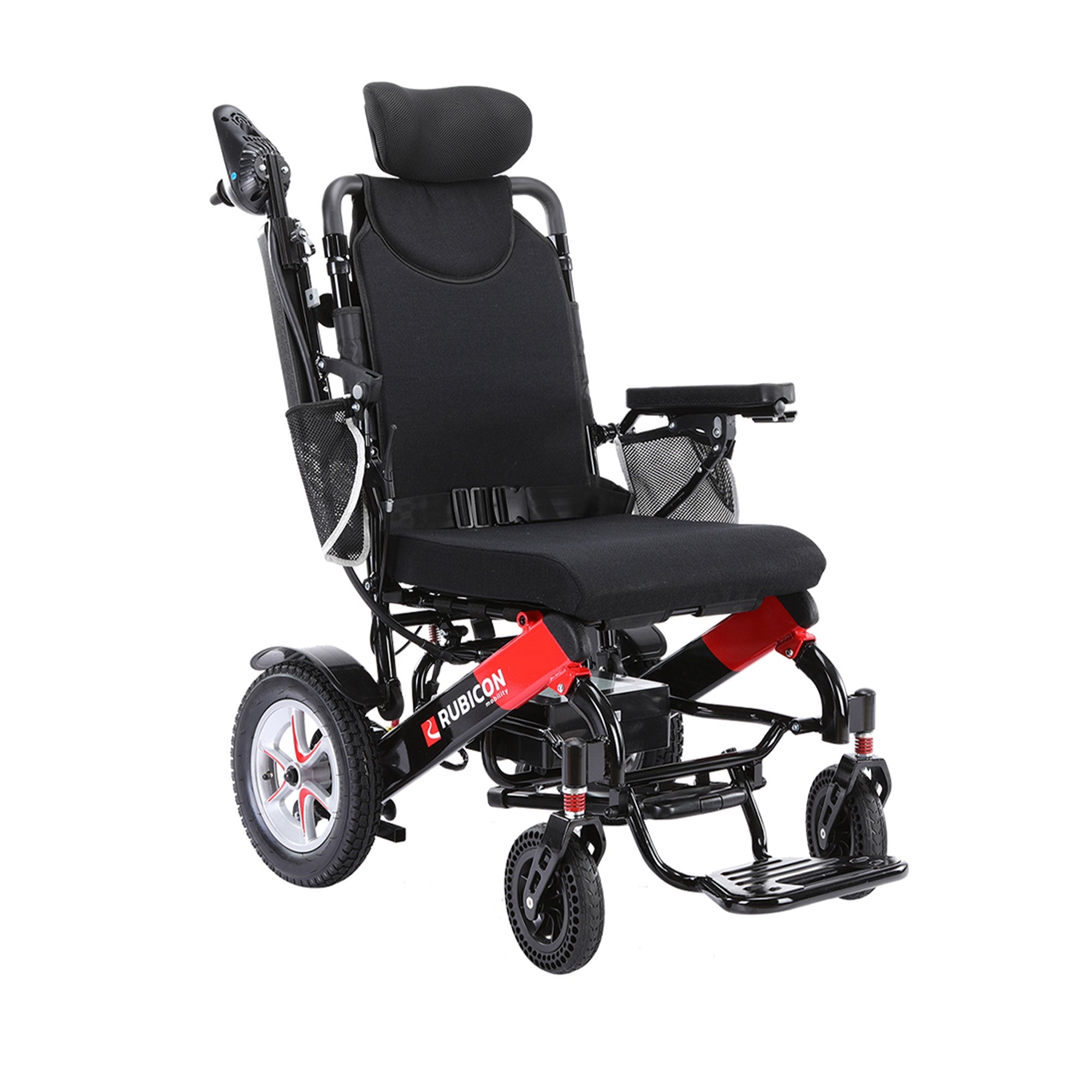 Rubicon DX11 - Reclining Electric Power Wheelchair with Adjustable Headrest, 20-Mile Range & Dual Motors | Lightweight, Foldable & All-Terrain