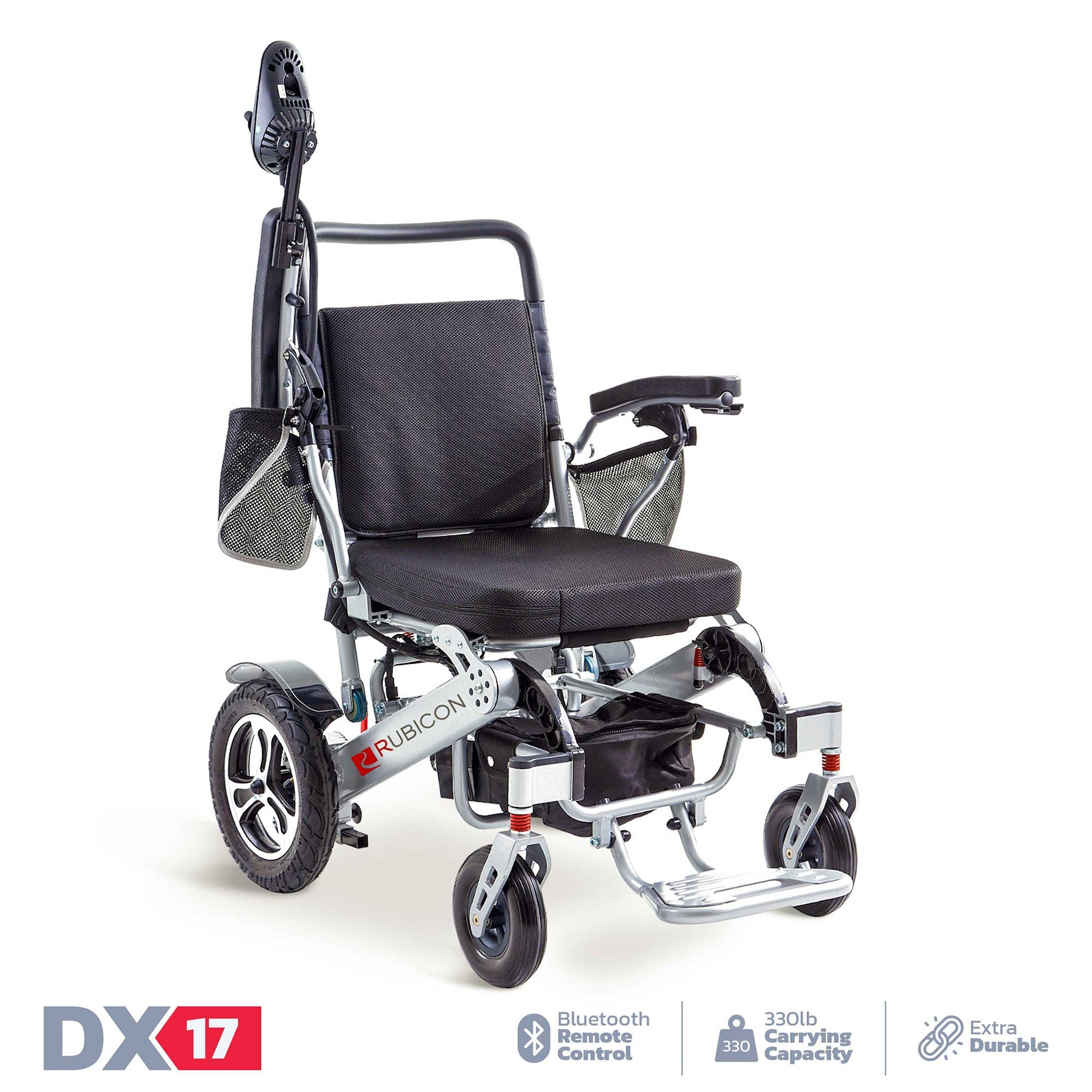 Rubicon DX17 - Automatic Fold-Unfold Electric Power Wheelchair: Lightweight, Auto Collapsible & All-Terrain | Dual 300W Motors, 20-Mile Range